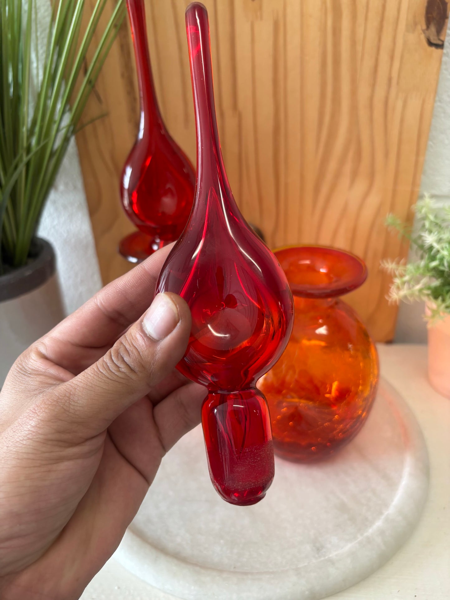 Pair of Vtg Dimpled Carnival Glass Decanters (Local Pickup Only)