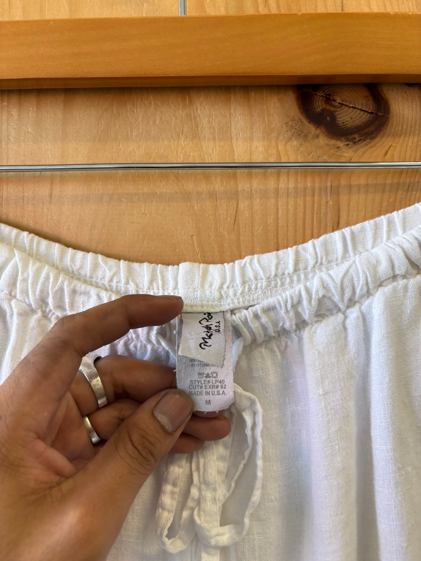 Vtg 100% Linen White Pants : M