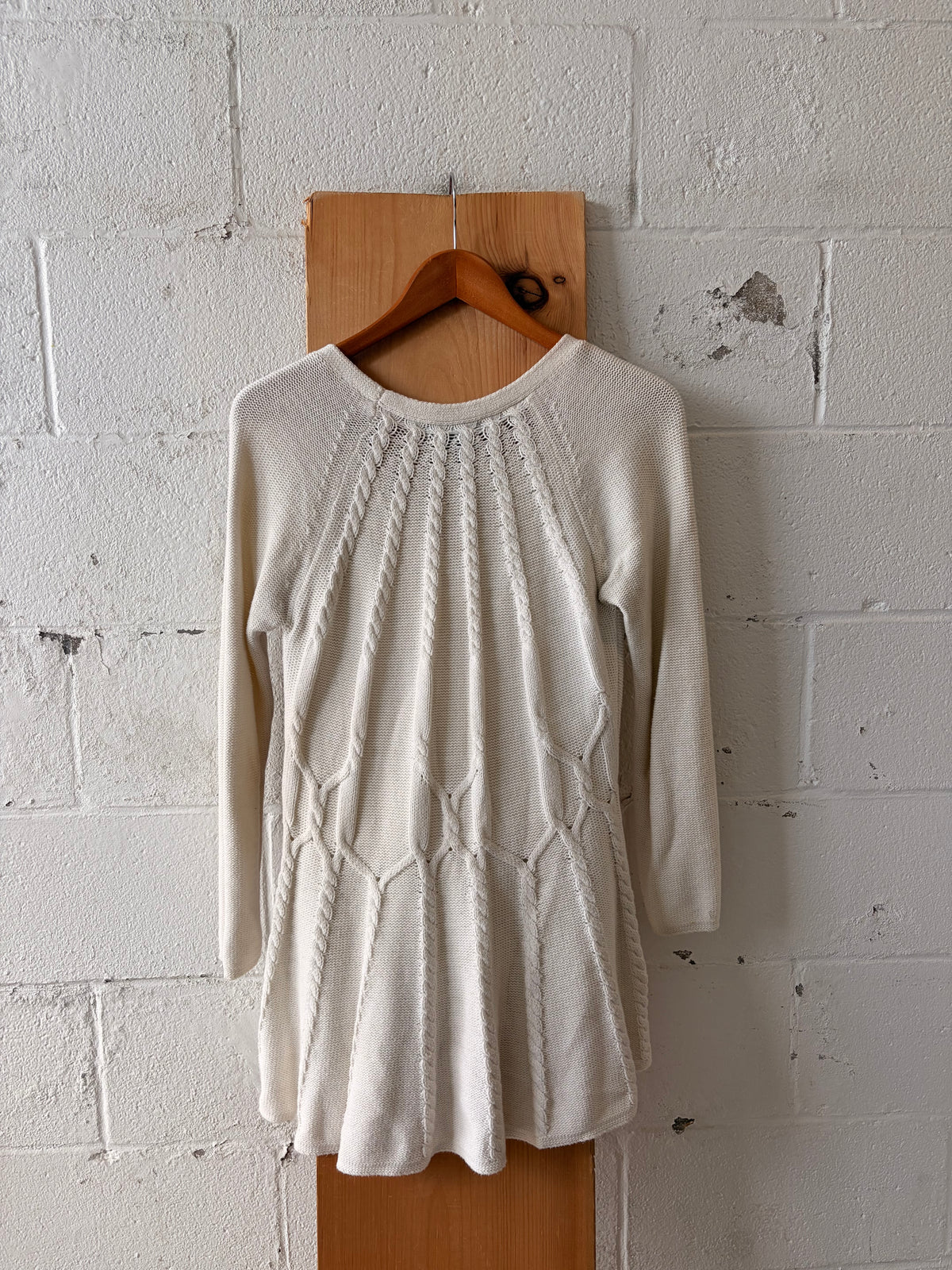 Long Knit Cream Cardigan : M