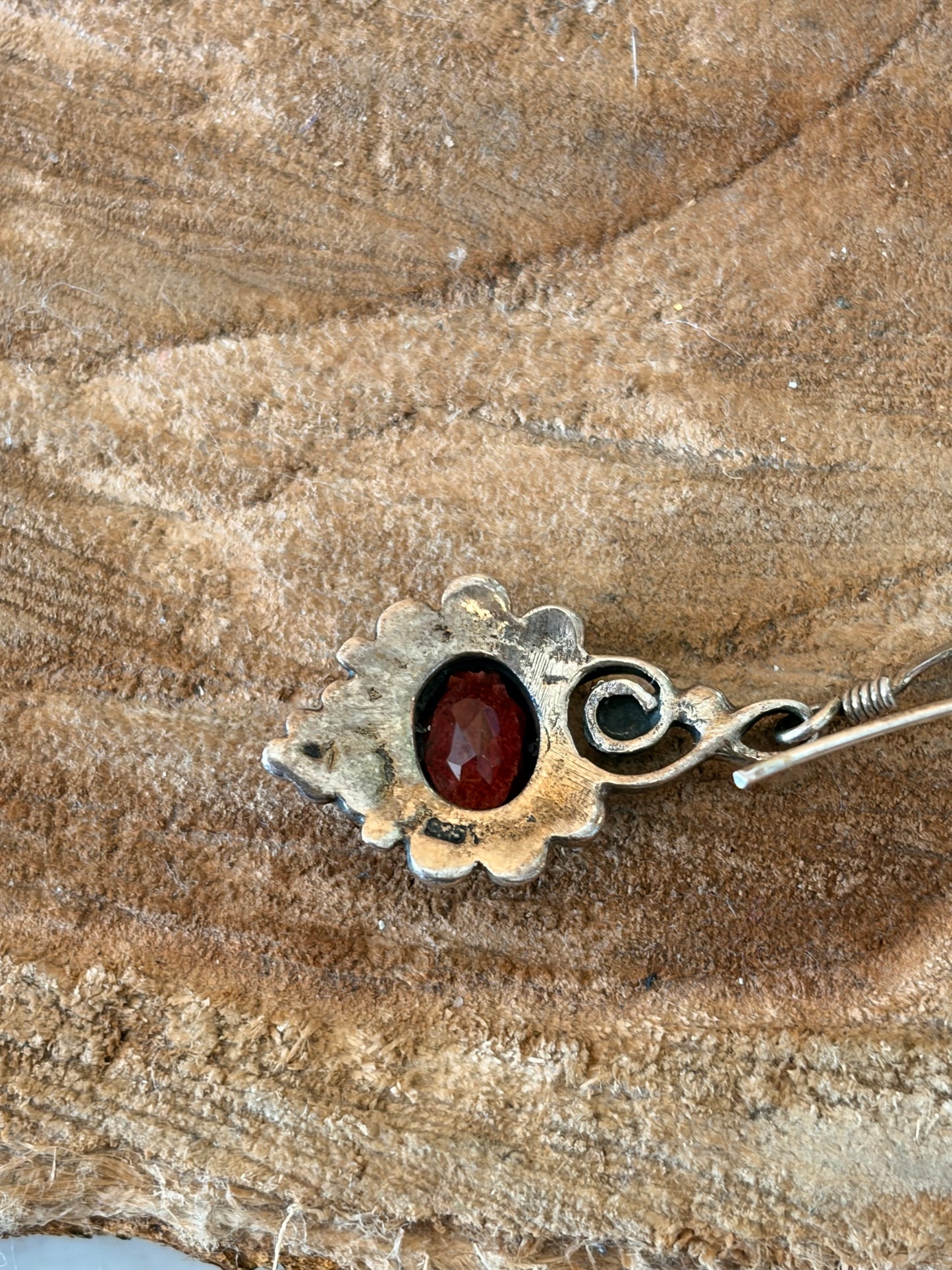 Vtg Sterling Red Drop Earrings