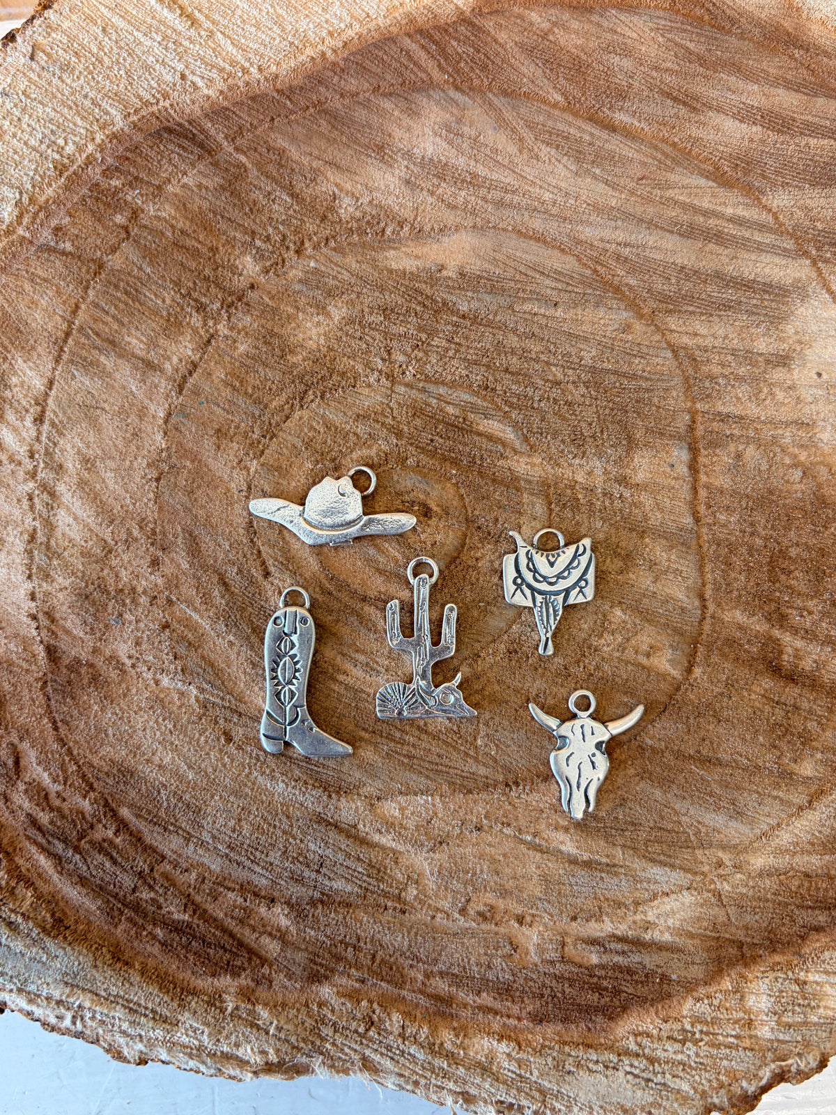 Set of 5 Western Sterling Charms