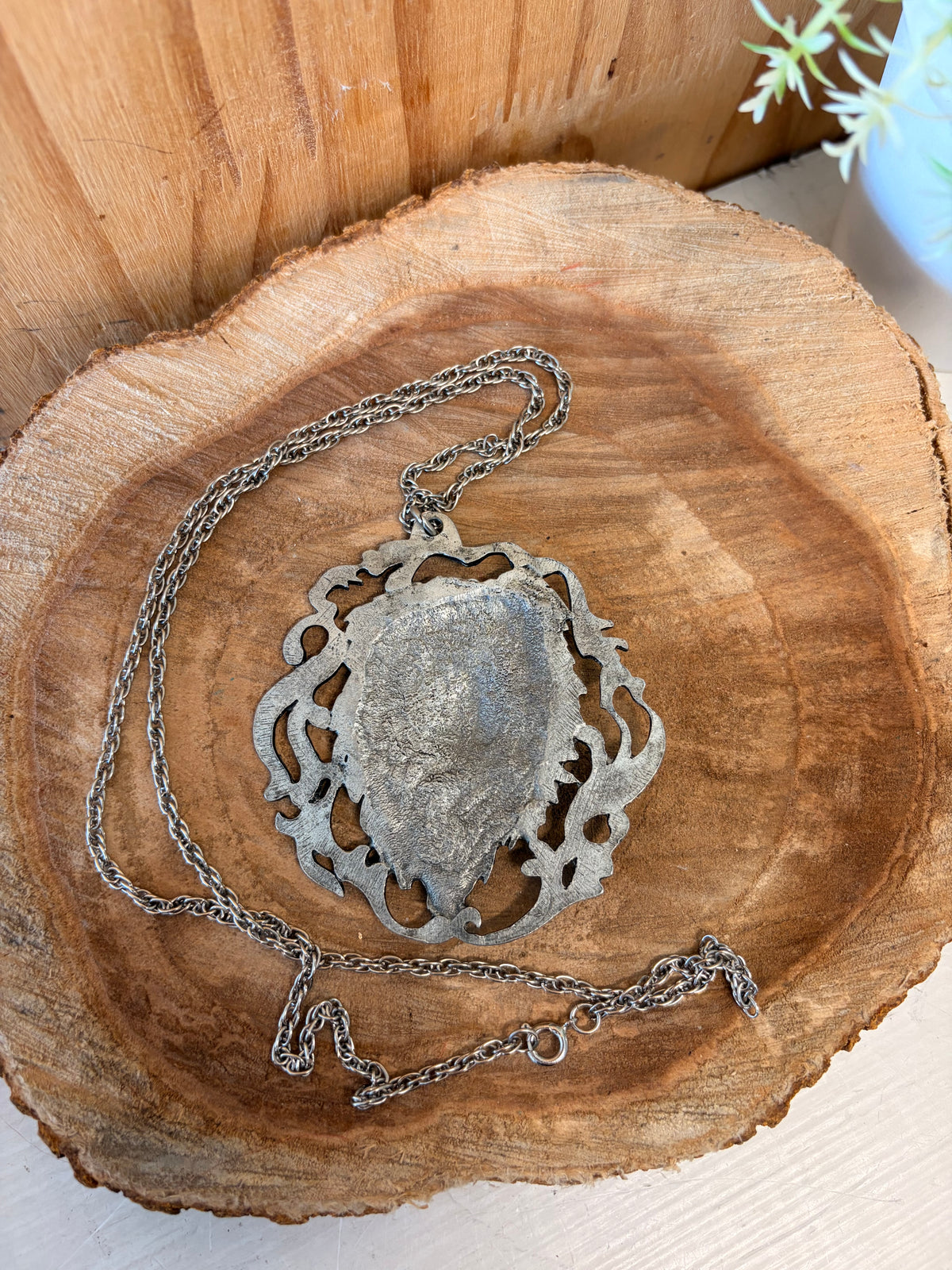 Vtg Metzke 1974 Pewter Lion Necklace