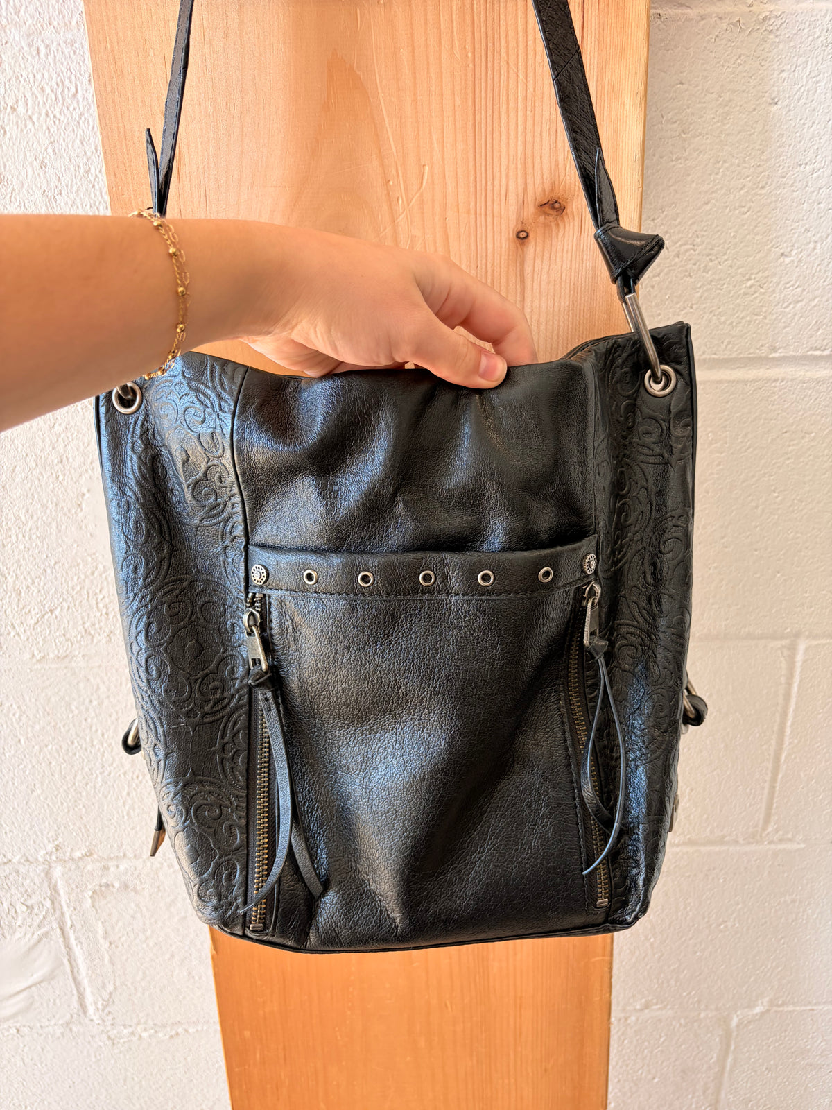 Black Studded Hobo Purse