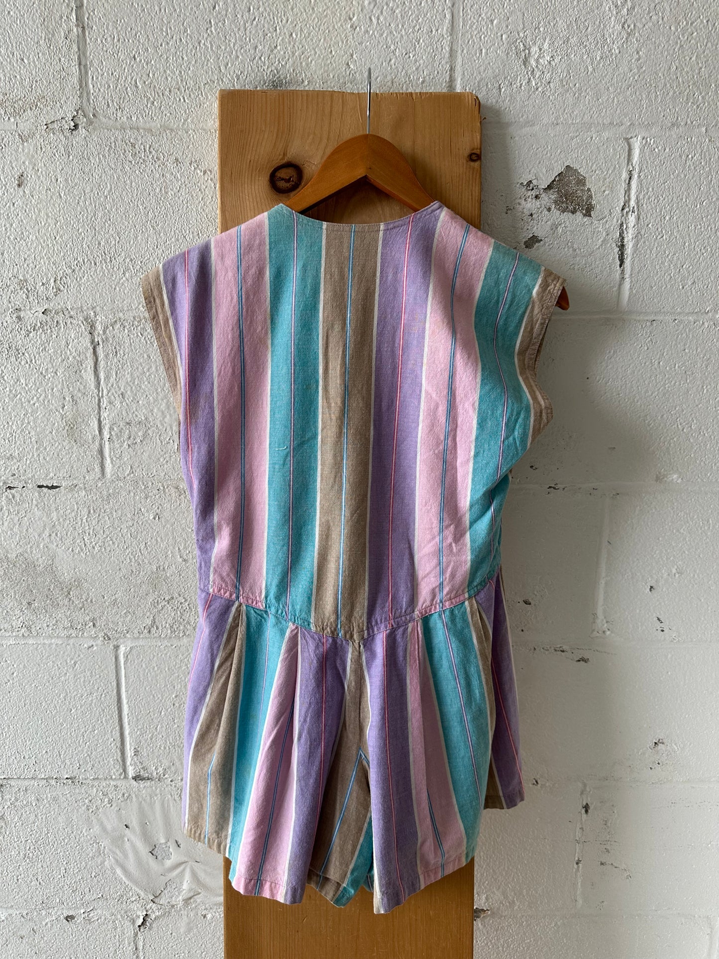 Vtg Striped Romper : S