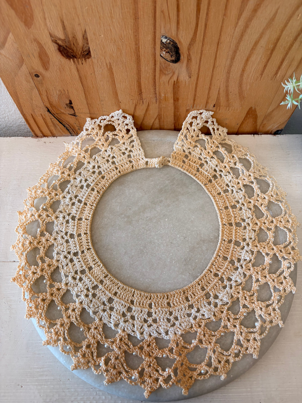 Crochet Lace & Pearl Collar