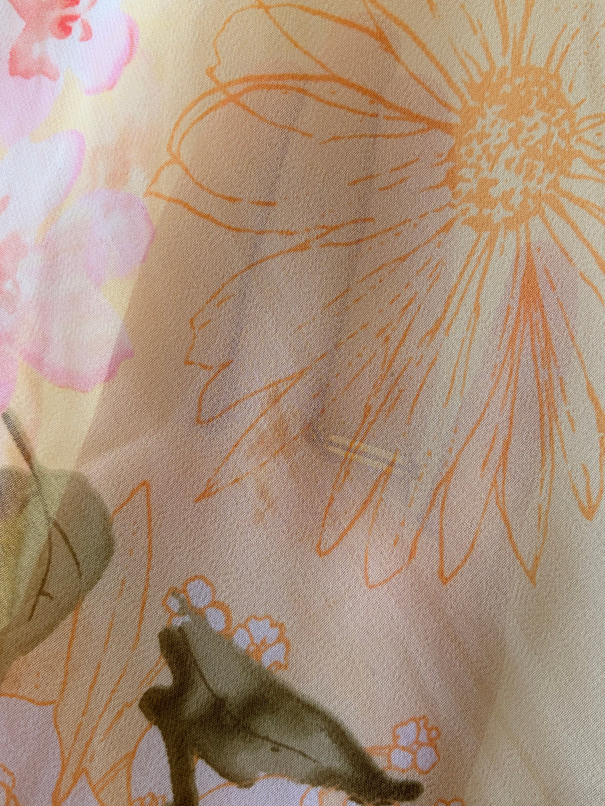 Vtg Pink & Yellow Floral Dress : M