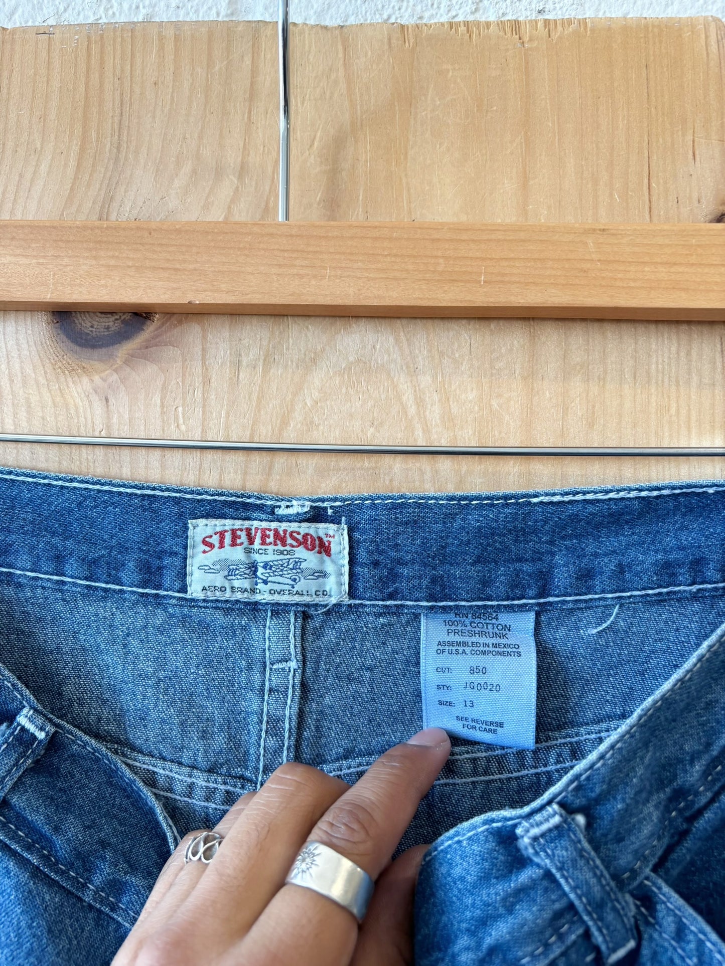 Vtg Denim Carpenter Skirt : 30” W