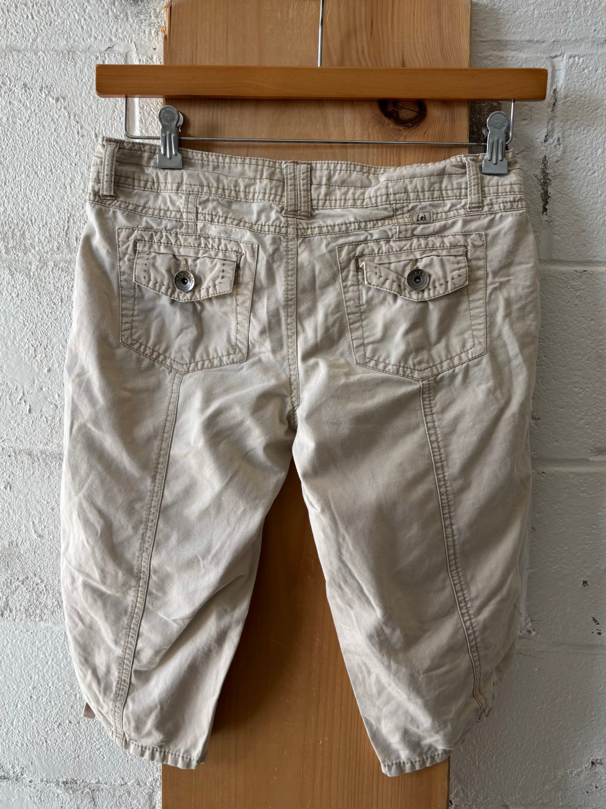 Beige Low Rise Cargo Capris : 5