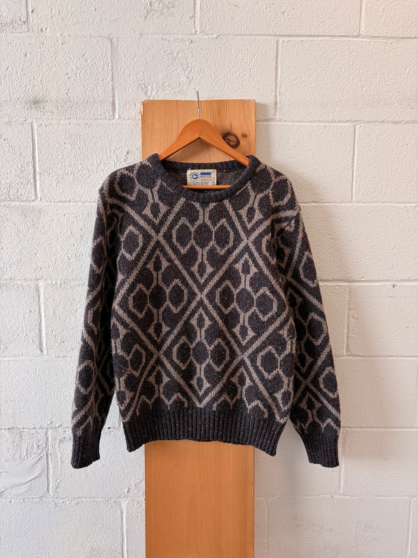 Vtg Wool Blend Patterned Sweater : L