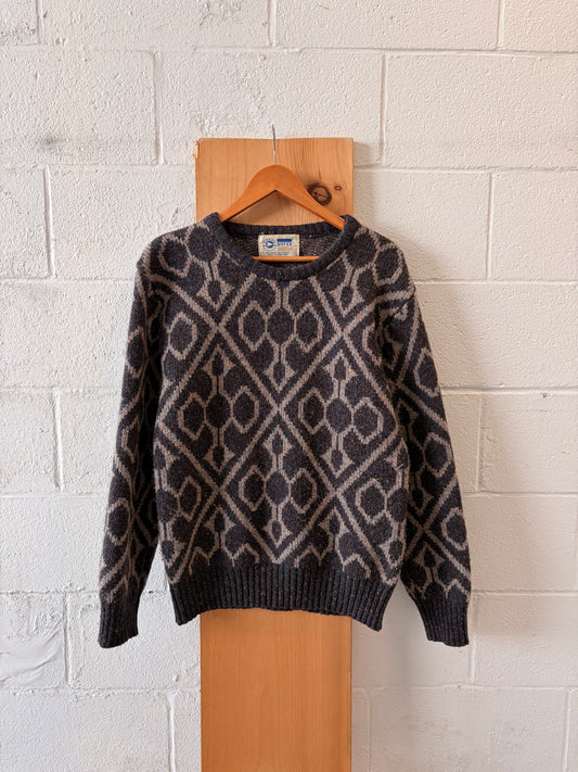 Vtg Wool Blend Patterned Sweater : L