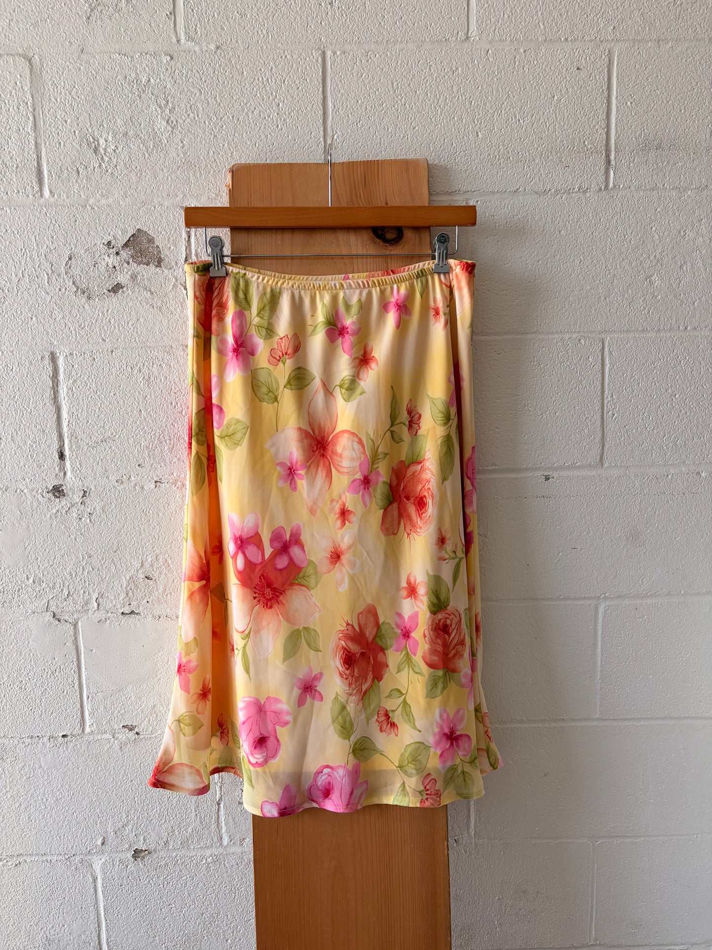 Pink & Yellow Floral Midi Skirt : 18