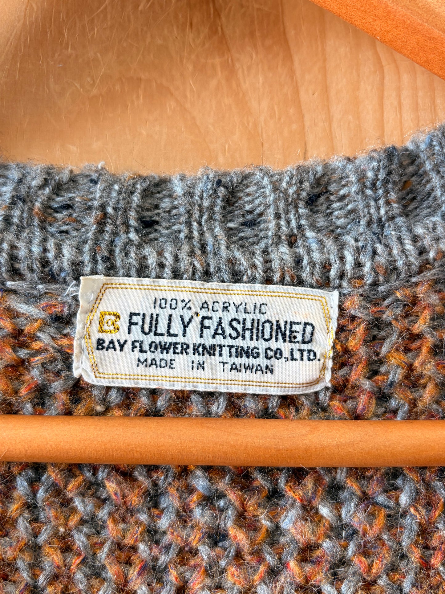Vtg Orange & Gray Sweater Vest : S/M
