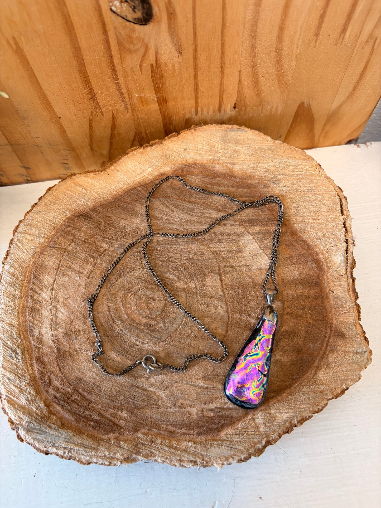 925 Iridescent Marbled Pendant Necklace