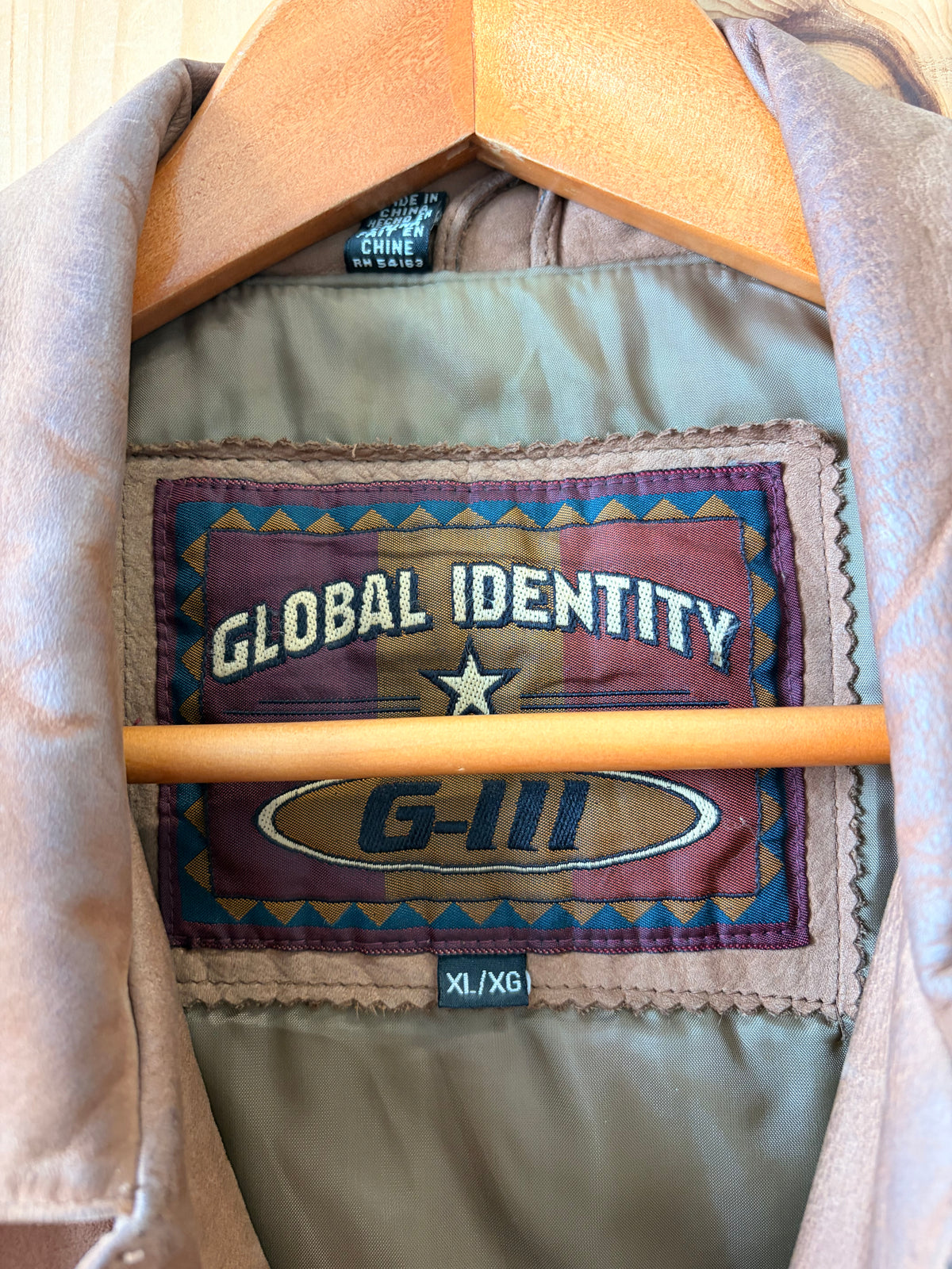 Vtg Brown Leather Bomber Jacket : XL