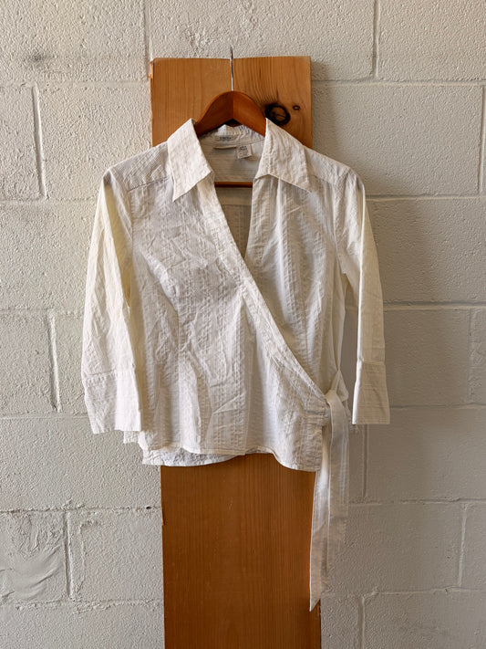 White Wrap Tie Top : L