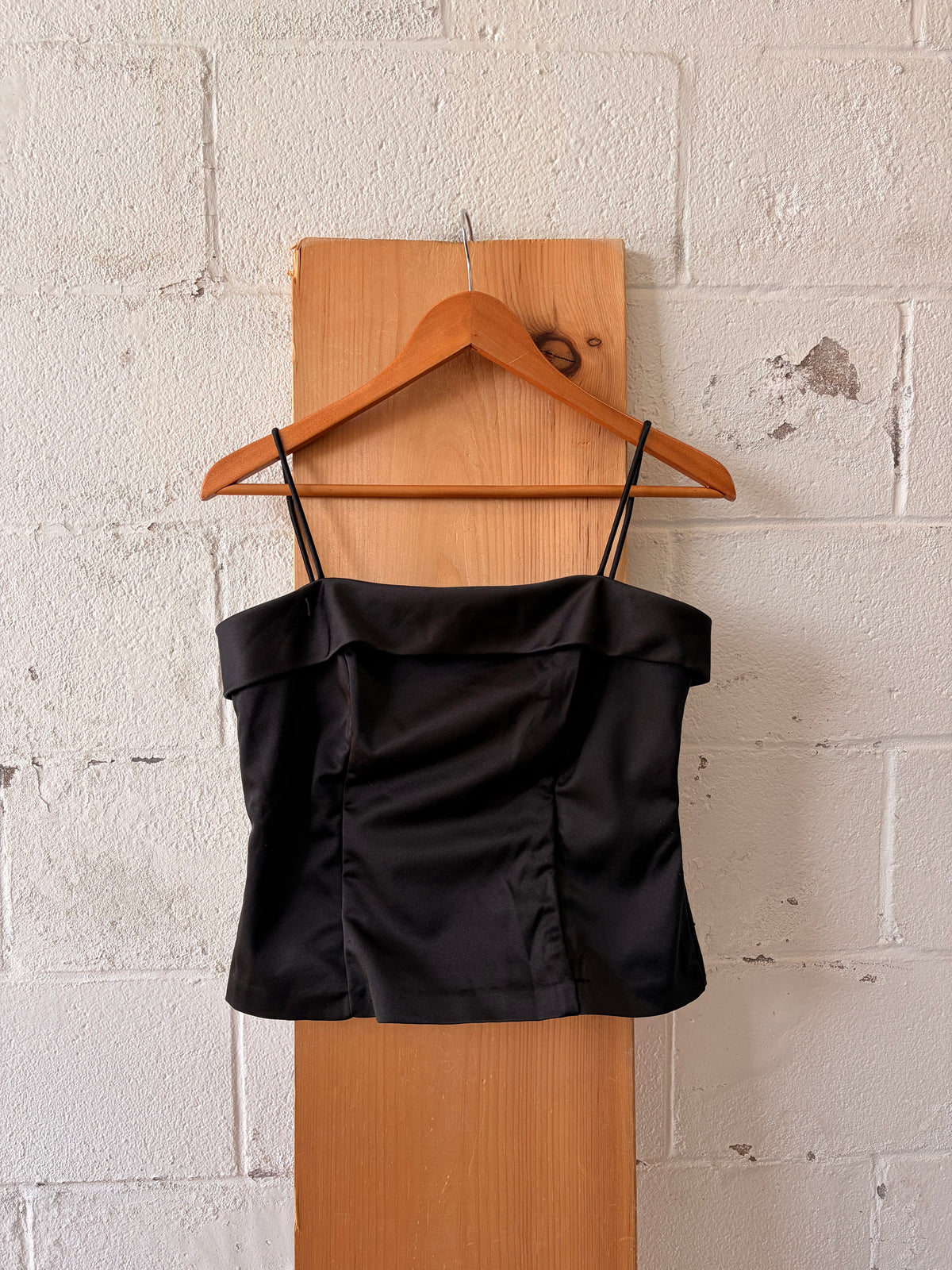 Vtg Black Satin Tank : M