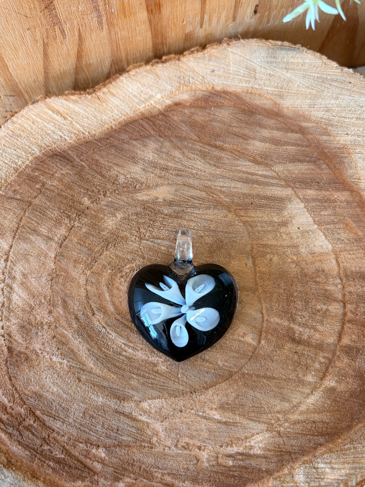 Black & White Glass Heart Pendant