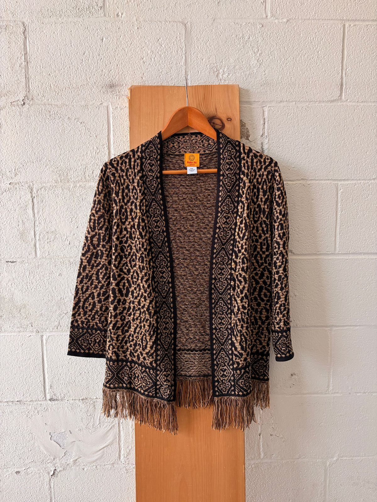 Fringe Leopard Print Cardigan : PXL