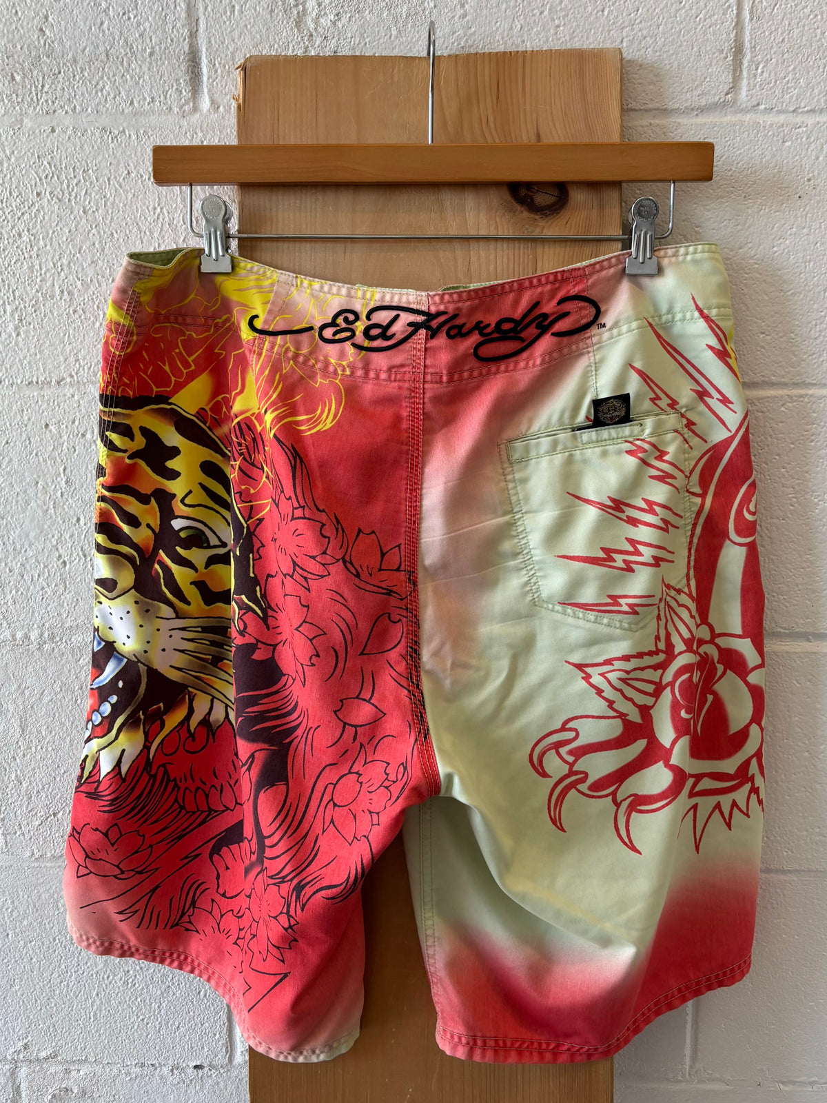 Orange Ed Hardy Swim Trunks : 36