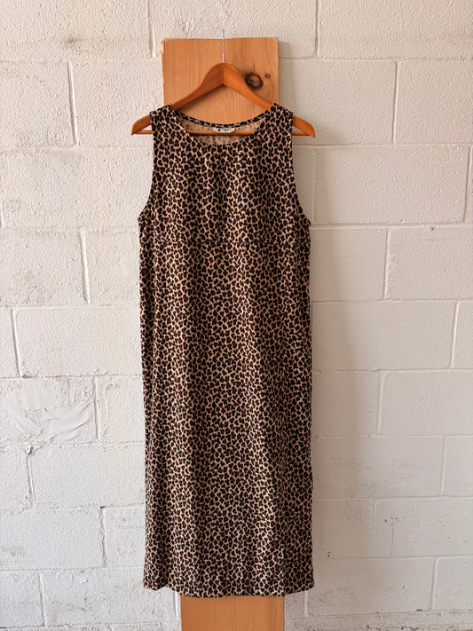 Vtg Leopard Print Dress : L