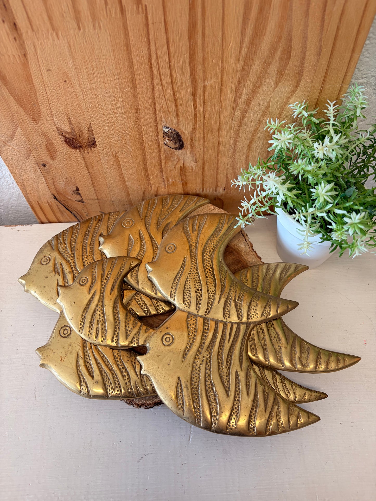 Set of 3 Gold Tone Metal Fish Wall Hangs (Local Pick Up Only - As Is)