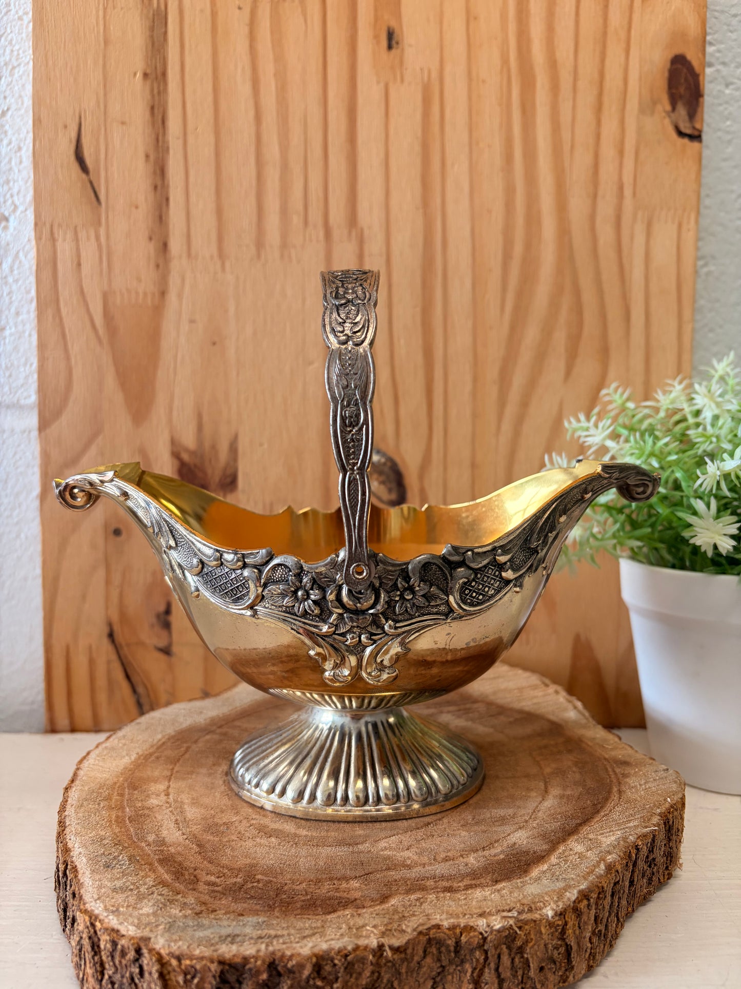 Two Tone Ornate Metal Basket (Local Pick Up Only)