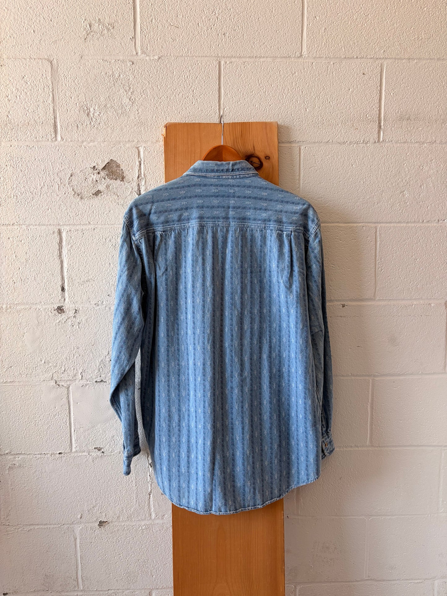 Patterned Denim Button Up : L