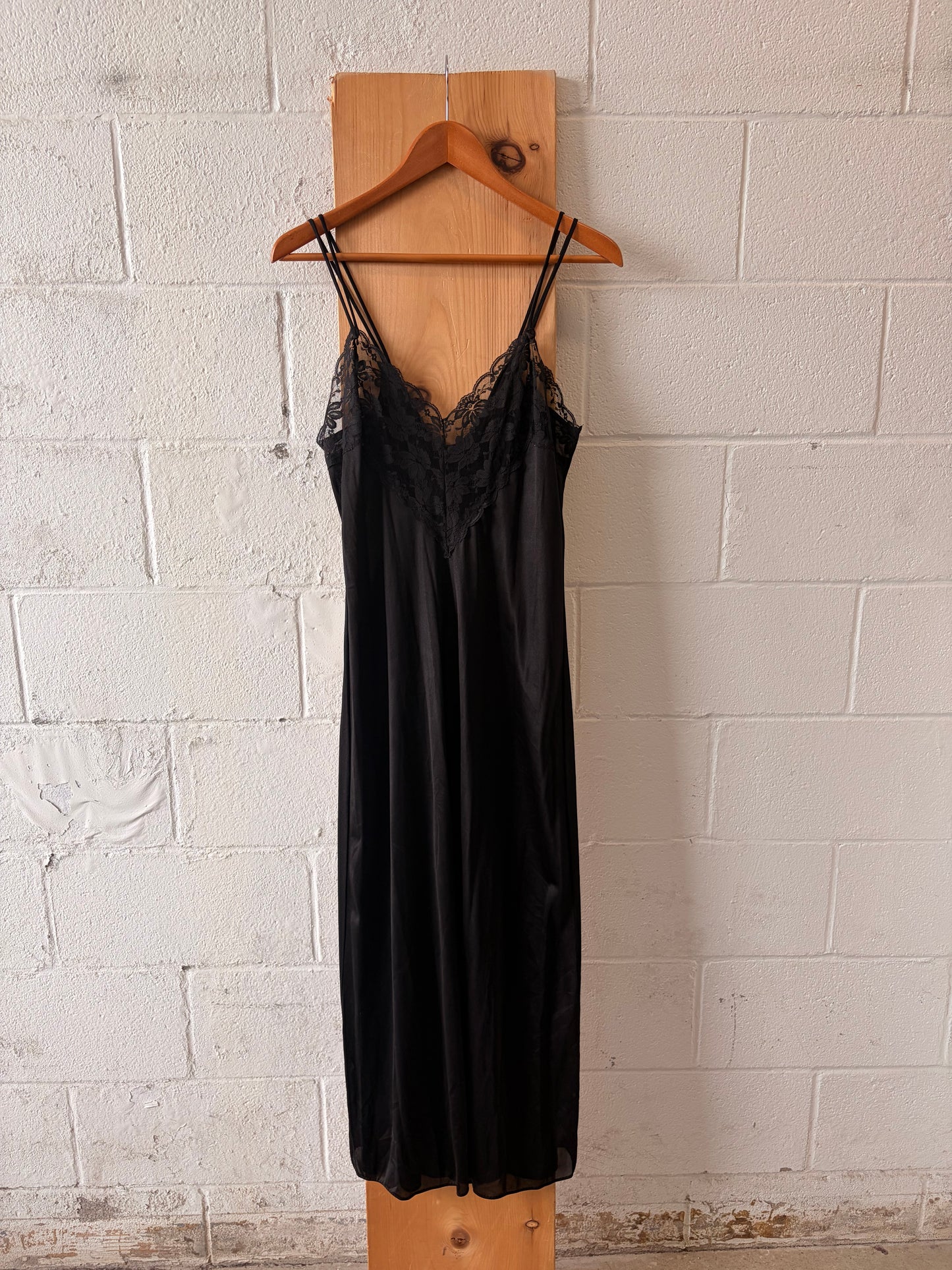 Vtg Black Lace Detailed Peignoir Set : M