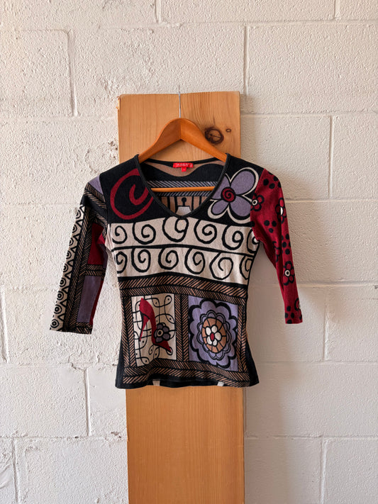 Euro Y2K Patterned Top : S