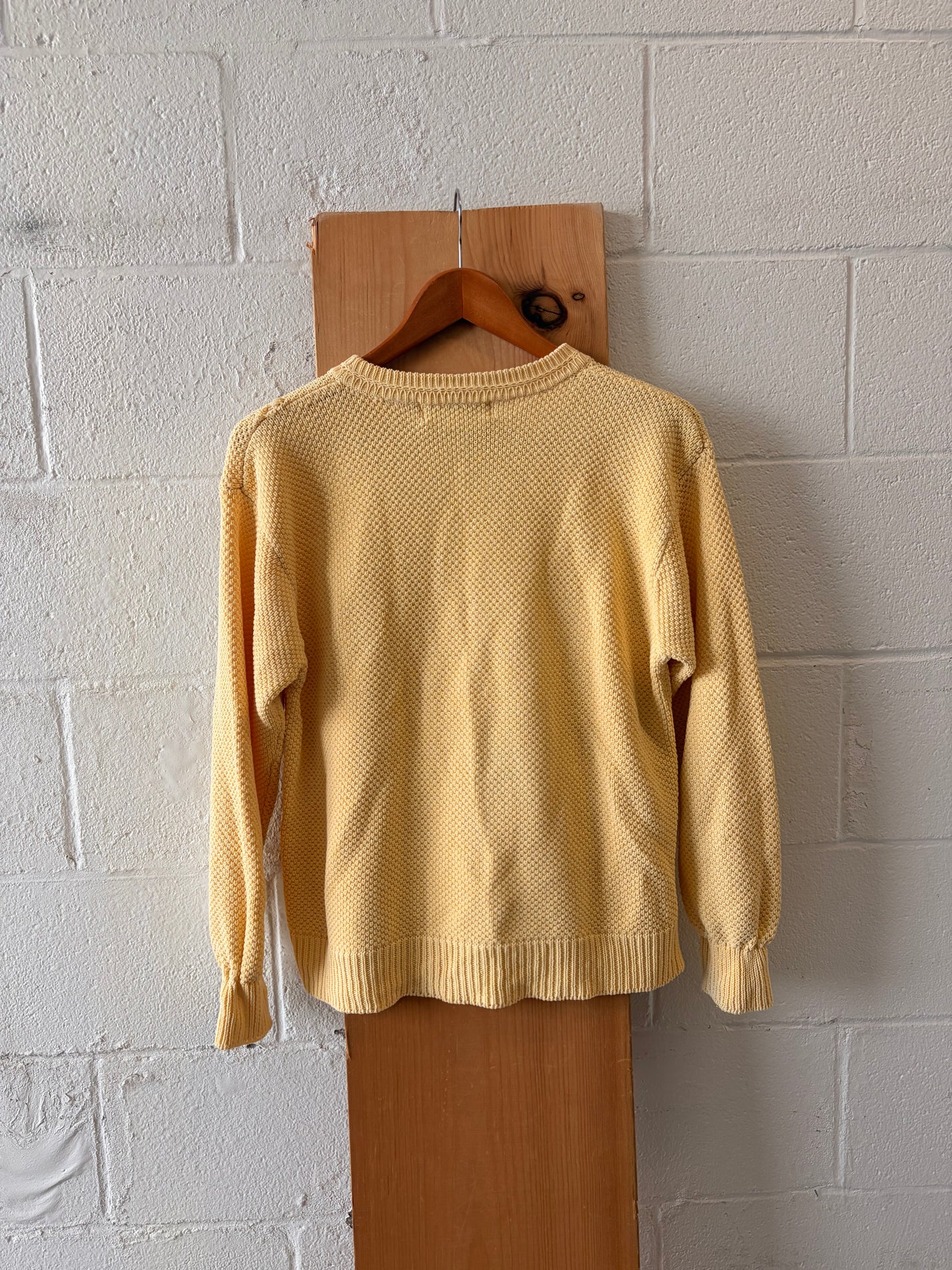 Vtg Butter Yellow Sweater : L