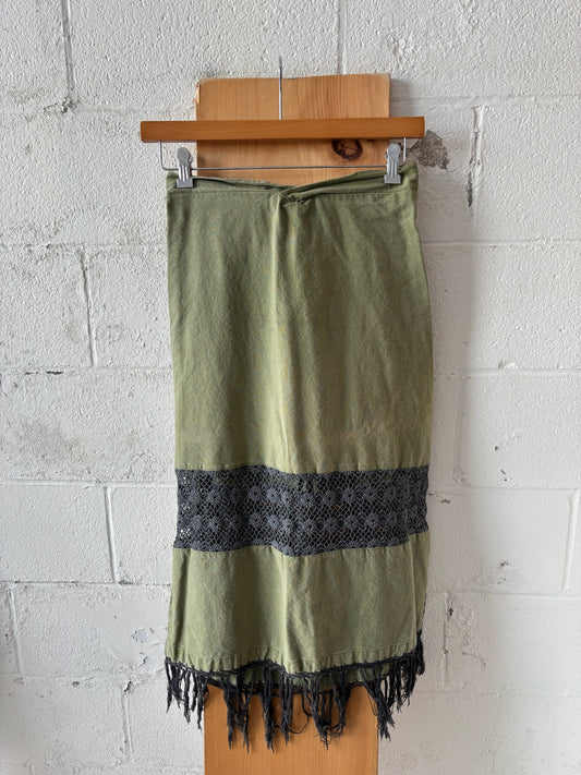 Olive Crochet Detail Skirt : S