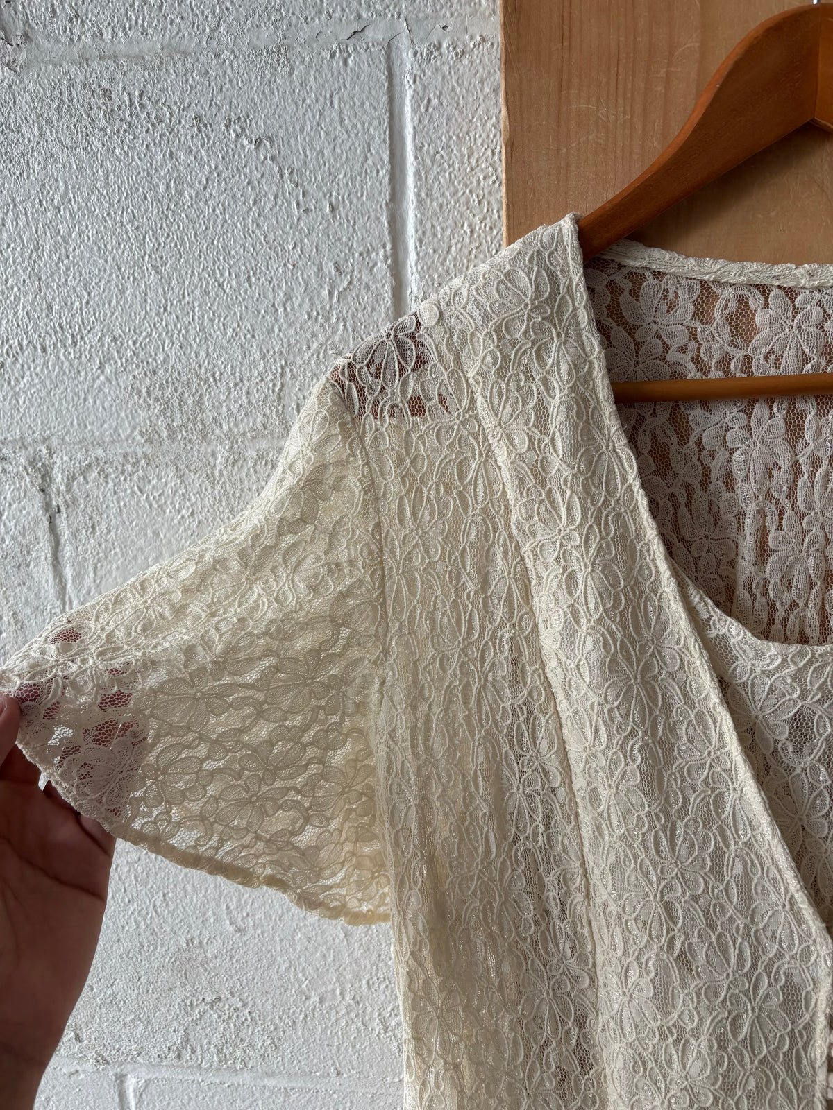 Vtg Ivory Lace Dress : ~L