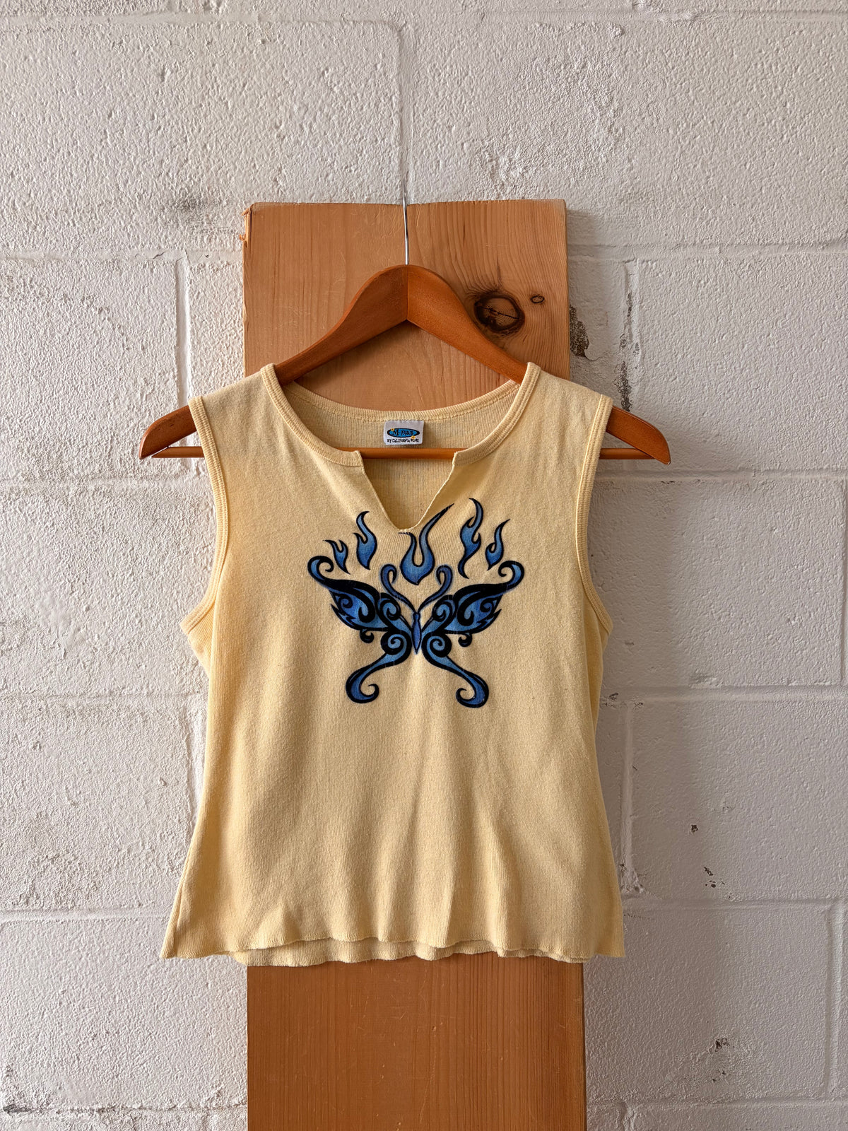 Vtg Yellow Butterfly Tank : L