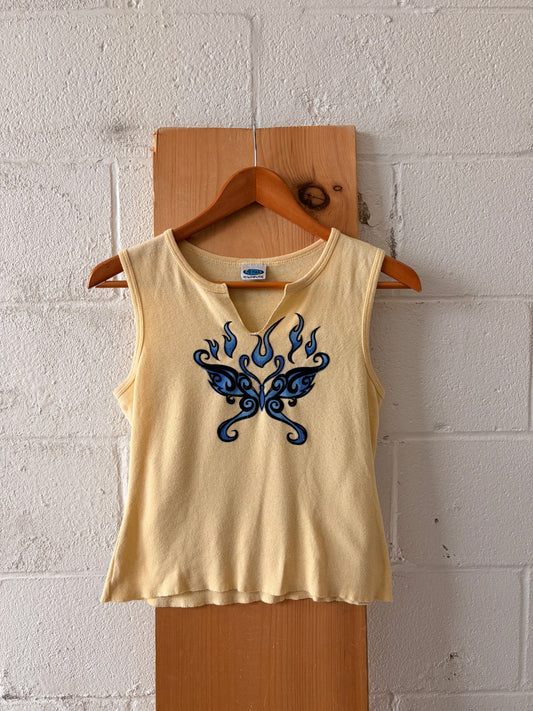 Vtg Yellow Butterfly Tank : L