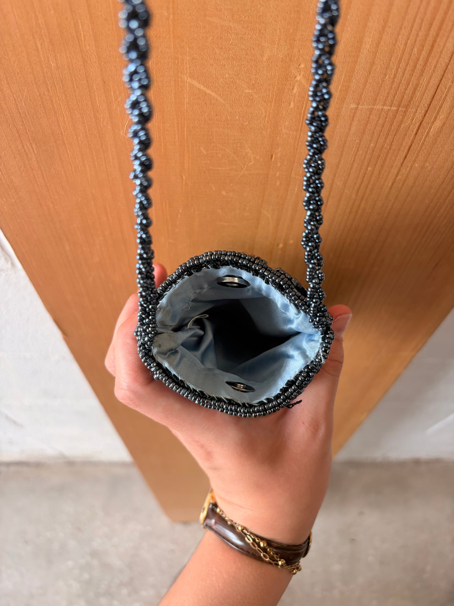 Little Black Floral Beaded Coin Purse