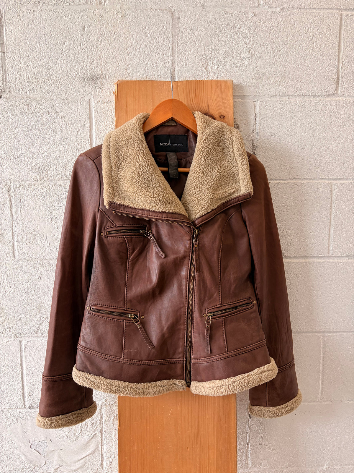 Brown Lambskin & Sherpa Jacket : M