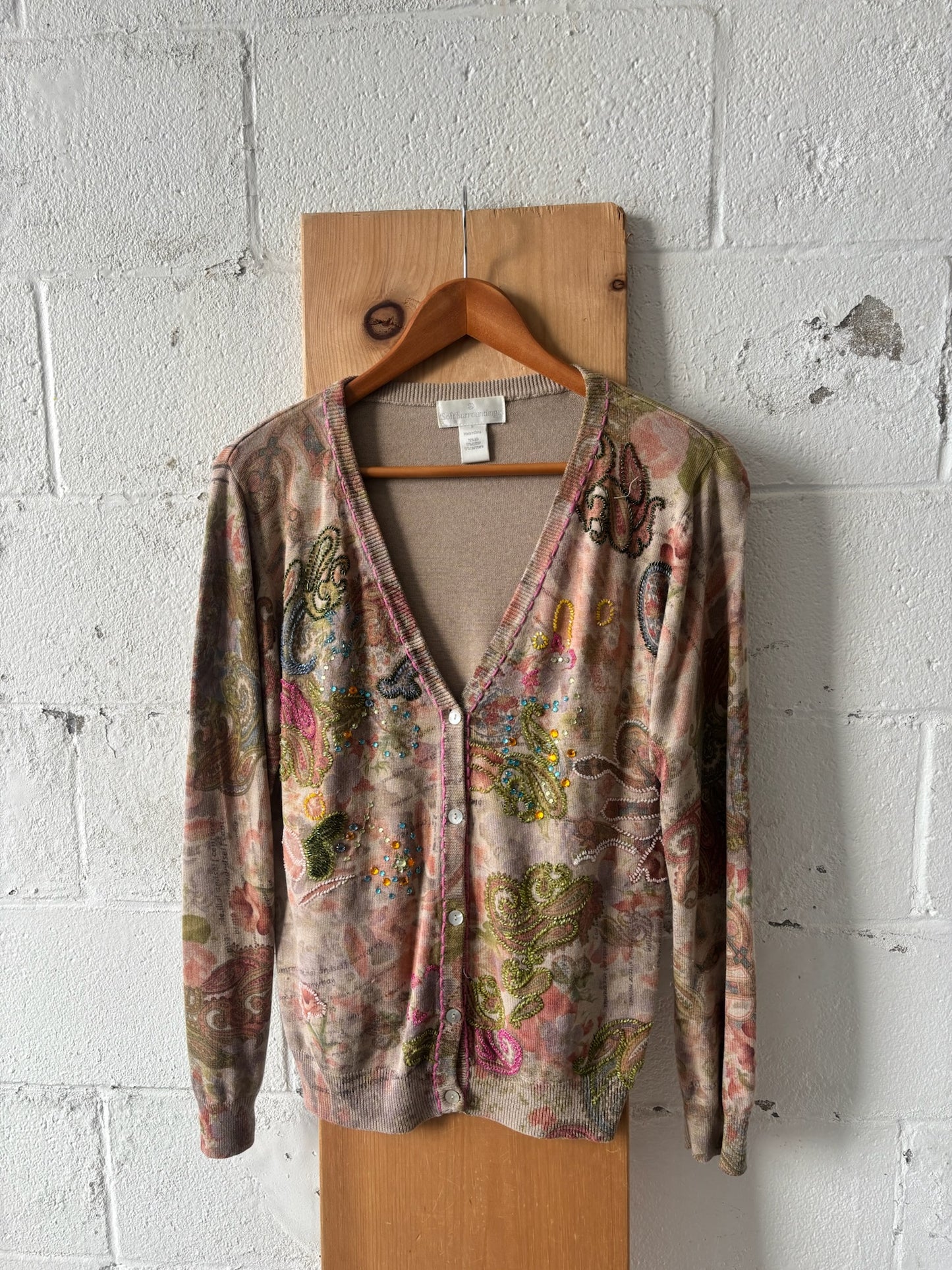 Sequined Floral Cardigan : M