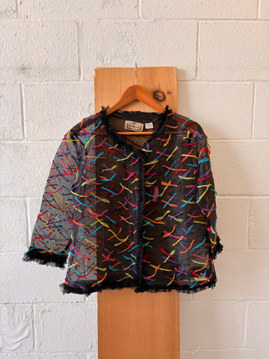 Ruffled Sheer Confetti Top : L