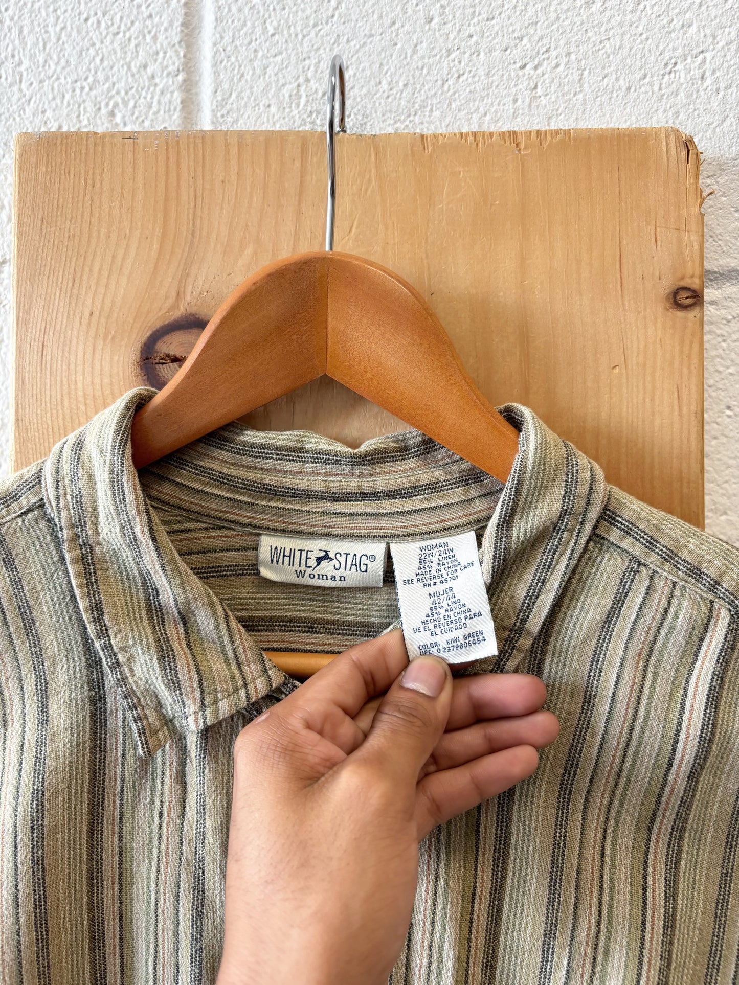 Green Striped Button Down : 22/24W
