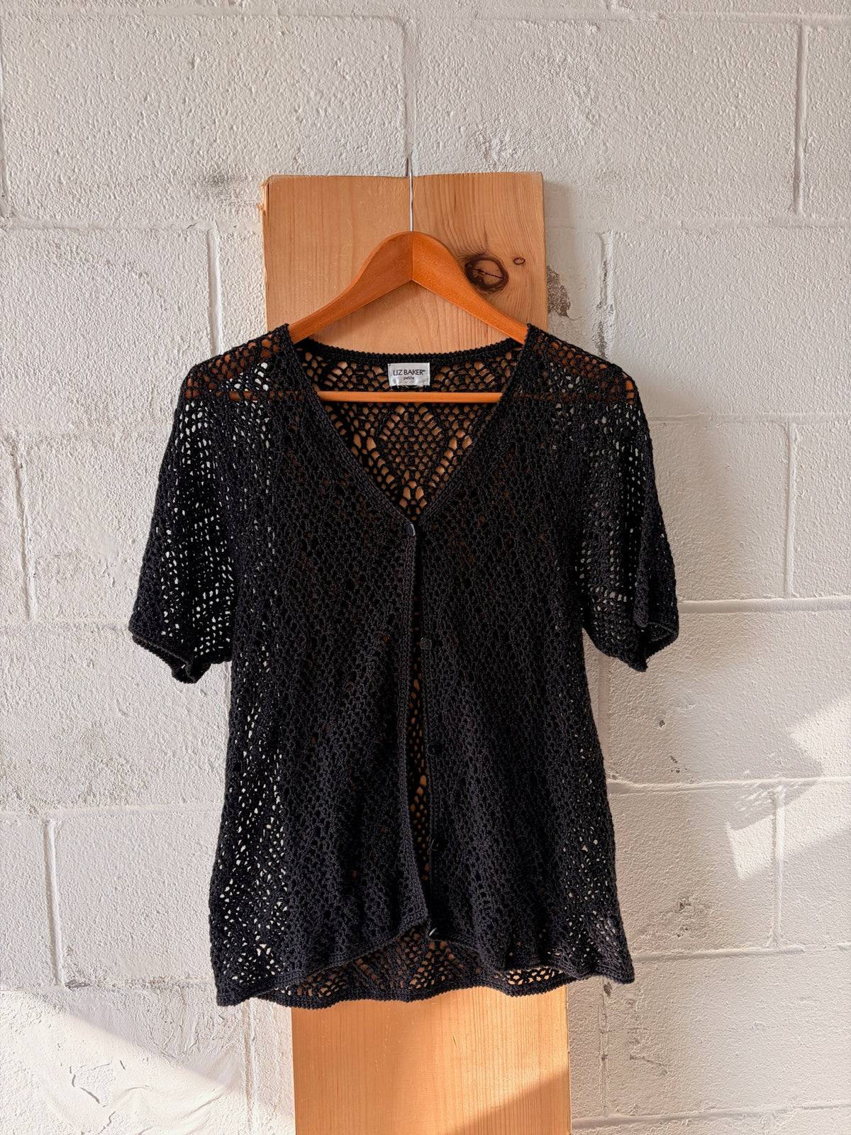 Black Crochet Top : S/M Petite