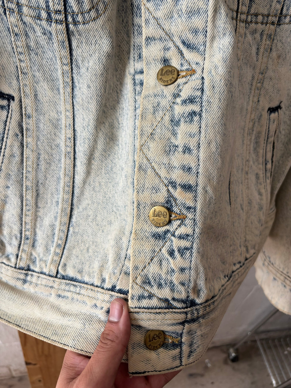 Vtg Acid Washed Lee Denim Jacket : ~L