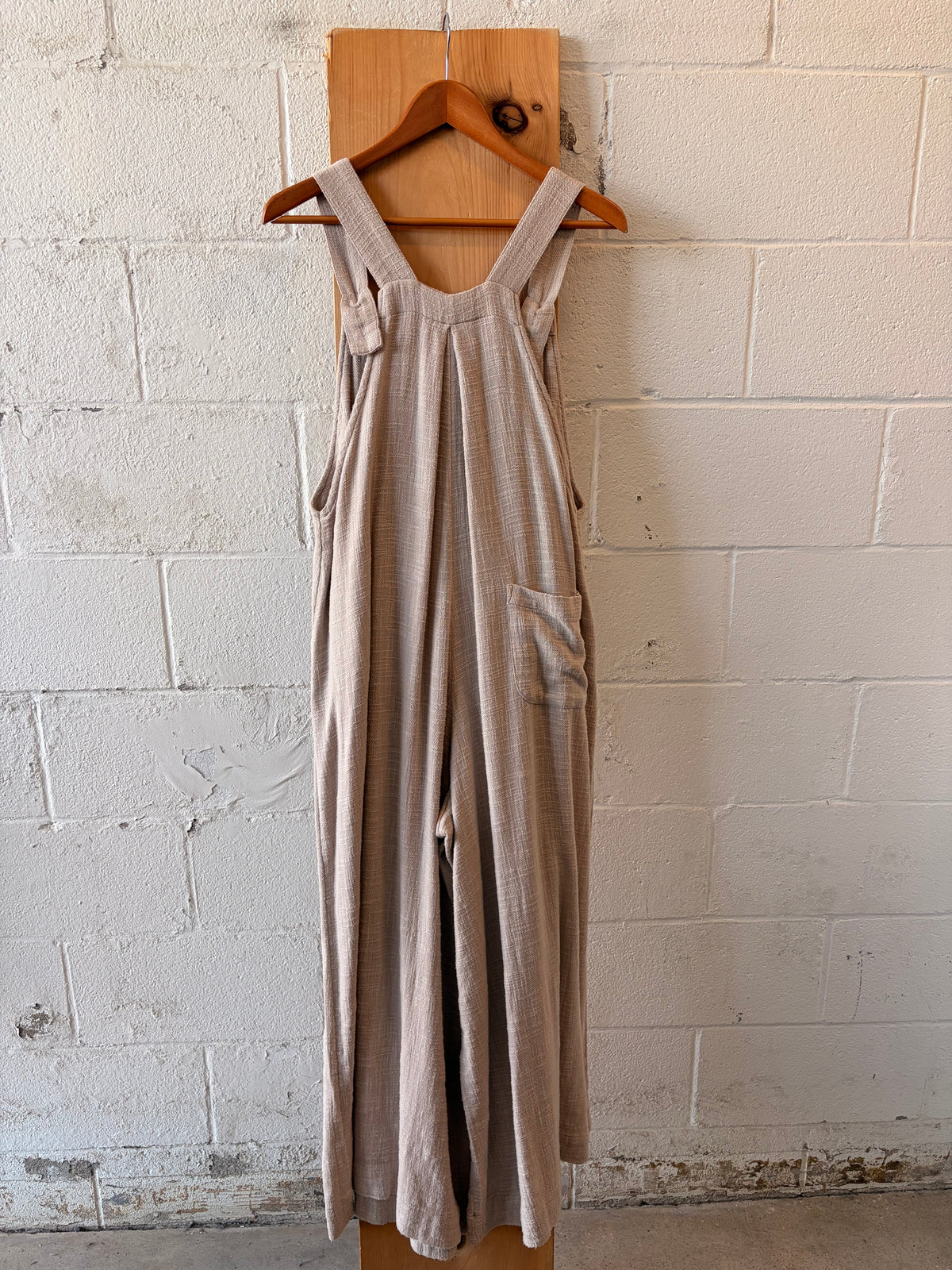 Free People Beige Sun-Drenched Wide Leg Overalls : L