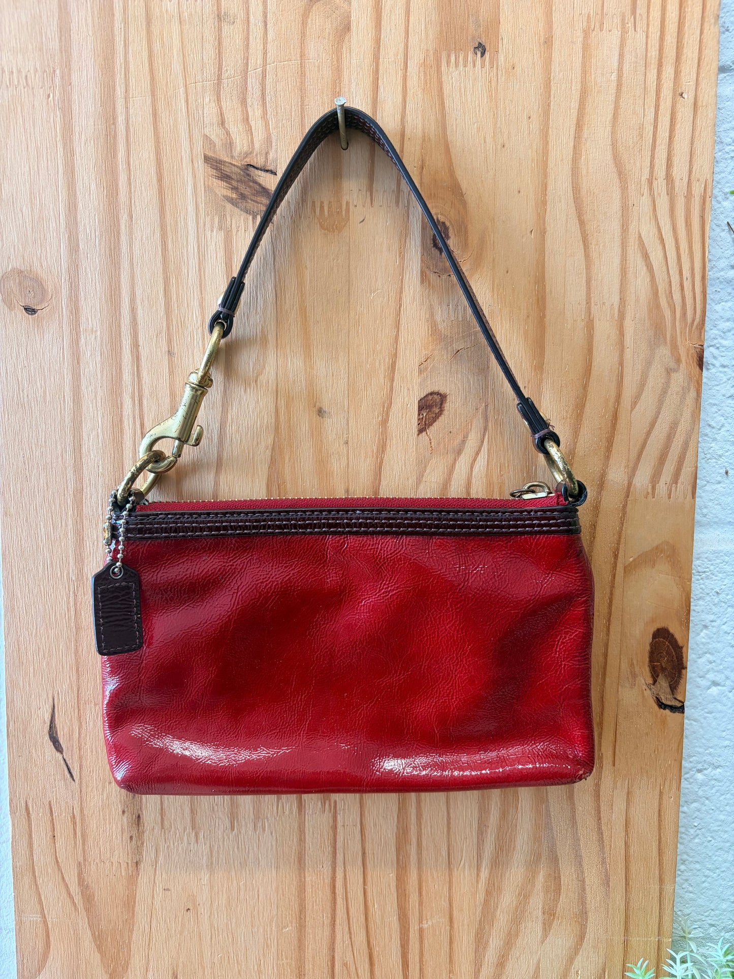 Red Coach Poppy Wristlet