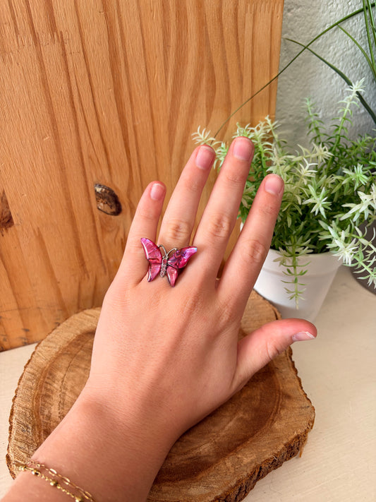 Pink Butterfly Ring : Size 6