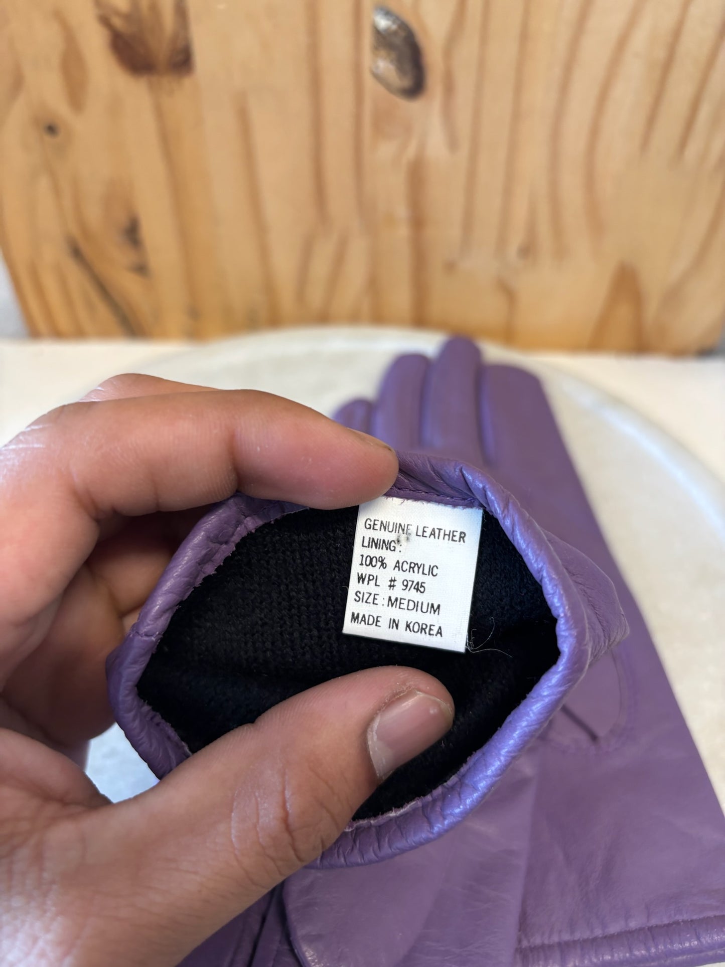Vtg Purple Leather Gloves