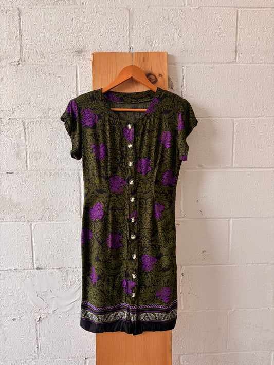 Floral Cameo Button Dress : S/M