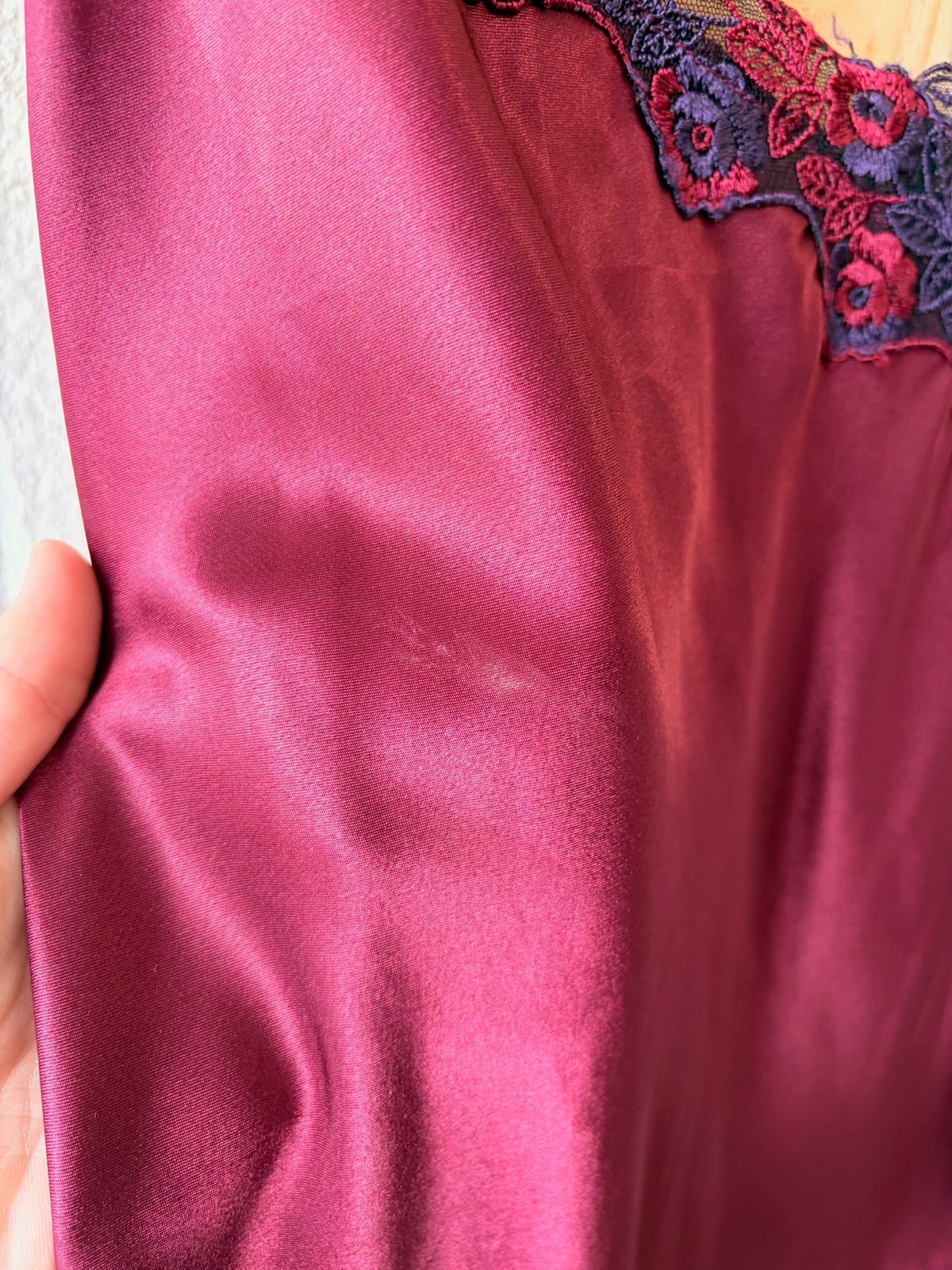 Burgundy Lace Trim Slip : S/M