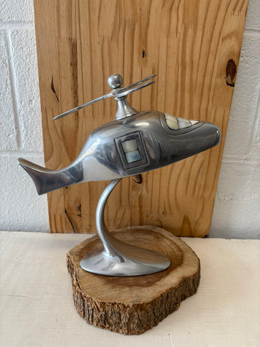 Modernist Aluminum Helicopter Sculpture (Local Pickup Only)