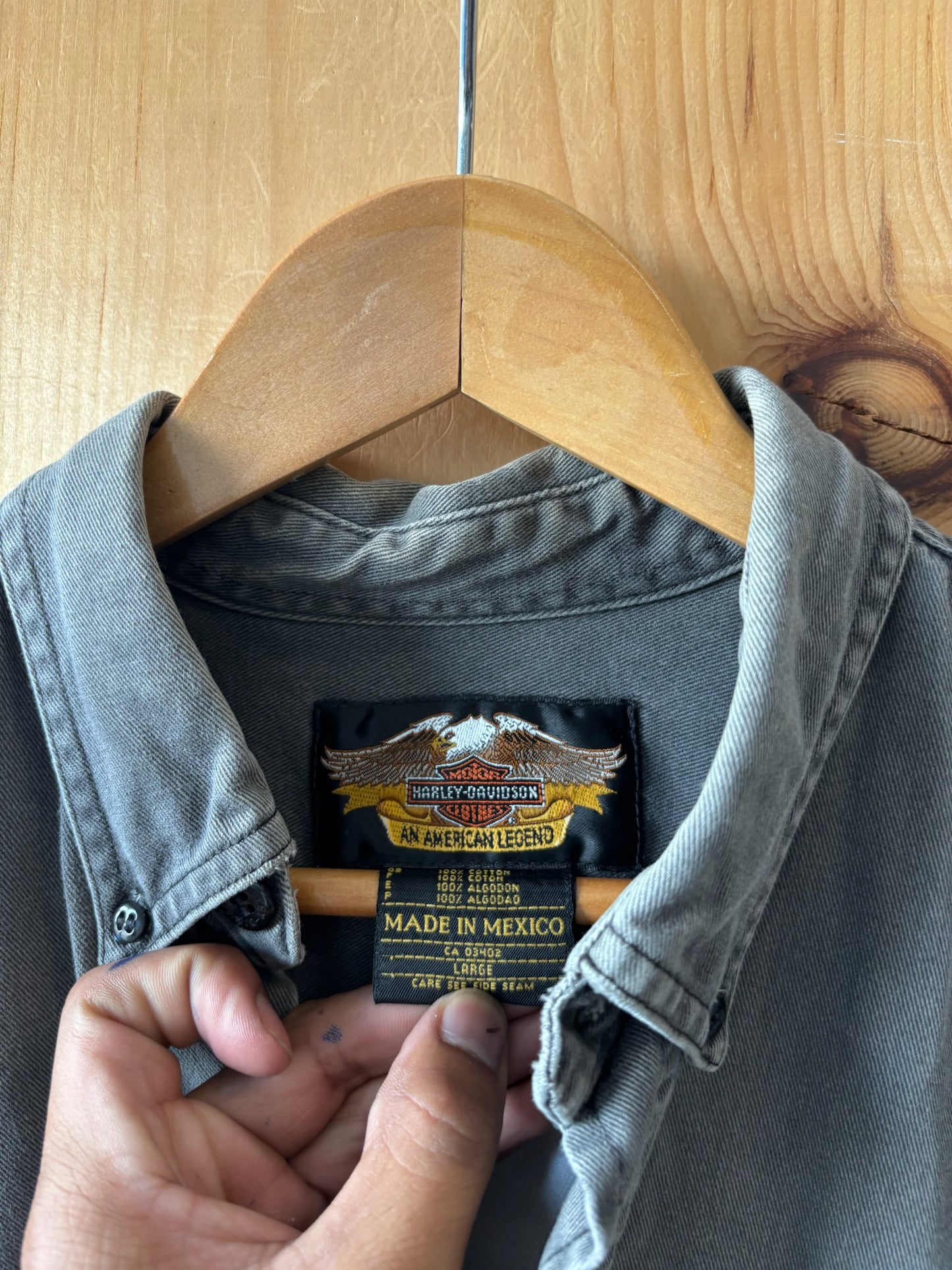Vtg Harley Long Sleeve Work Shirt : L