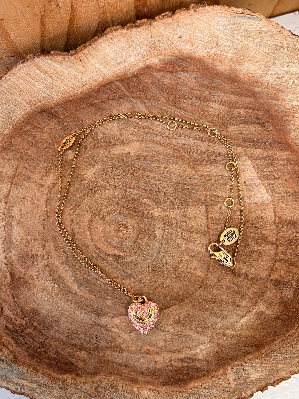 Pink & Gold Tone Juicy Couture Heart Necklace